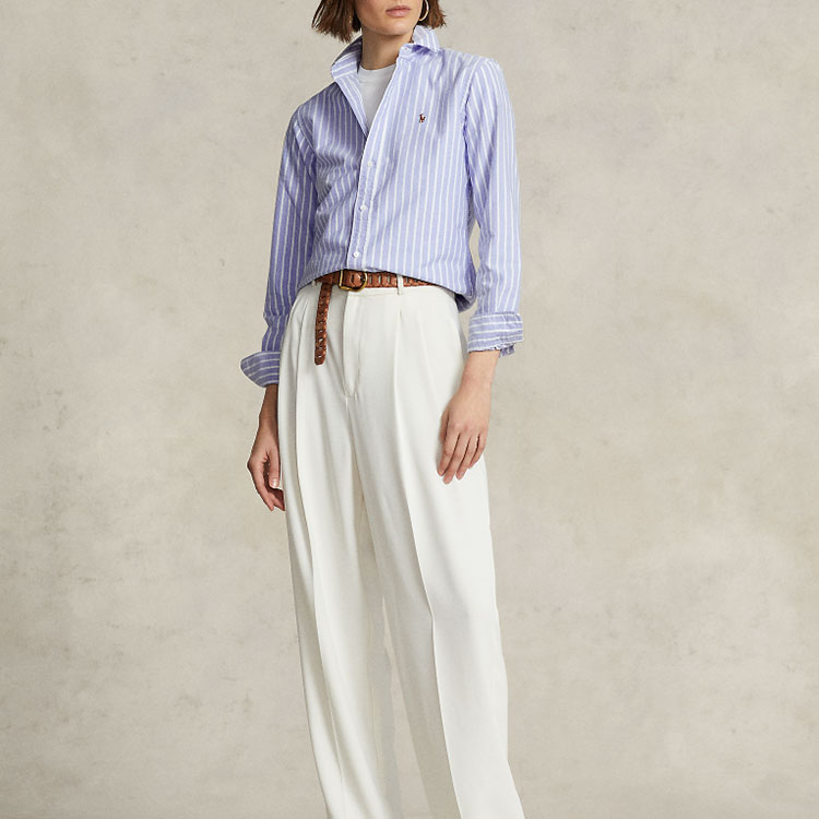 (Women) Polo Ralph Lauren SS23 Striped Logo Embroidery Long Sleeve Shirt Women Light Blue WMPOSHTNDO20368-400 圖 5