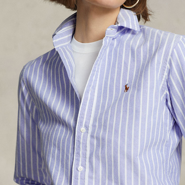 (Women) Polo Ralph Lauren SS23 Striped Logo Embroidery Long Sleeve Shirt Women Light Blue WMPOSHTNDO20368-400 圖 6