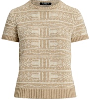 (Women) Polo Ralph Lauren SS24 Beige Geometric Pattern Crewneck Knit Tee. WMLRSWESN820128-270 (Women) Polo Ralph Lauren SS24 Beige Geometric Pattern Crewneck Knit Tee. WMLRSWESN820128-270