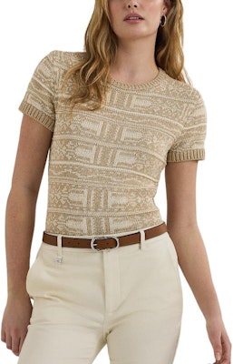 (W) Polo Ralph Lauren SS24 米色幾何圖案圓領針織T恤。 WMLRSWESN820128-270 Lookbook (W) Polo Ralph Lauren SS24 米色幾何圖案圓領針織T恤。 WMLRSWESN820128-270