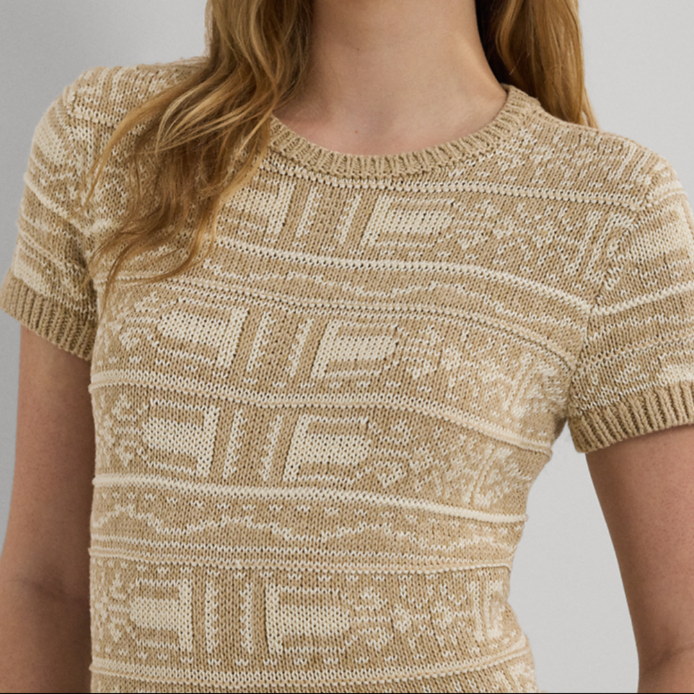 Details for (W) Polo Ralph Lauren SS24 米色幾何圖案圓領針織T恤。 WMLRSWESN820128-270