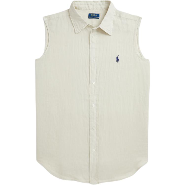 Order (W) Polo Ralph Lauren SS24米色无袖标志衬衫带尖领. WMPOSHTNDO20626-101