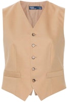 (Women) Polo Ralph Lauren SS24 Beige V-Neck Slim Asymmetrical Hem Vest. 211924786-001 (Women) Polo Ralph Lauren SS24 Beige V-Neck Slim Asymmetrical Hem Vest. 211924786-001