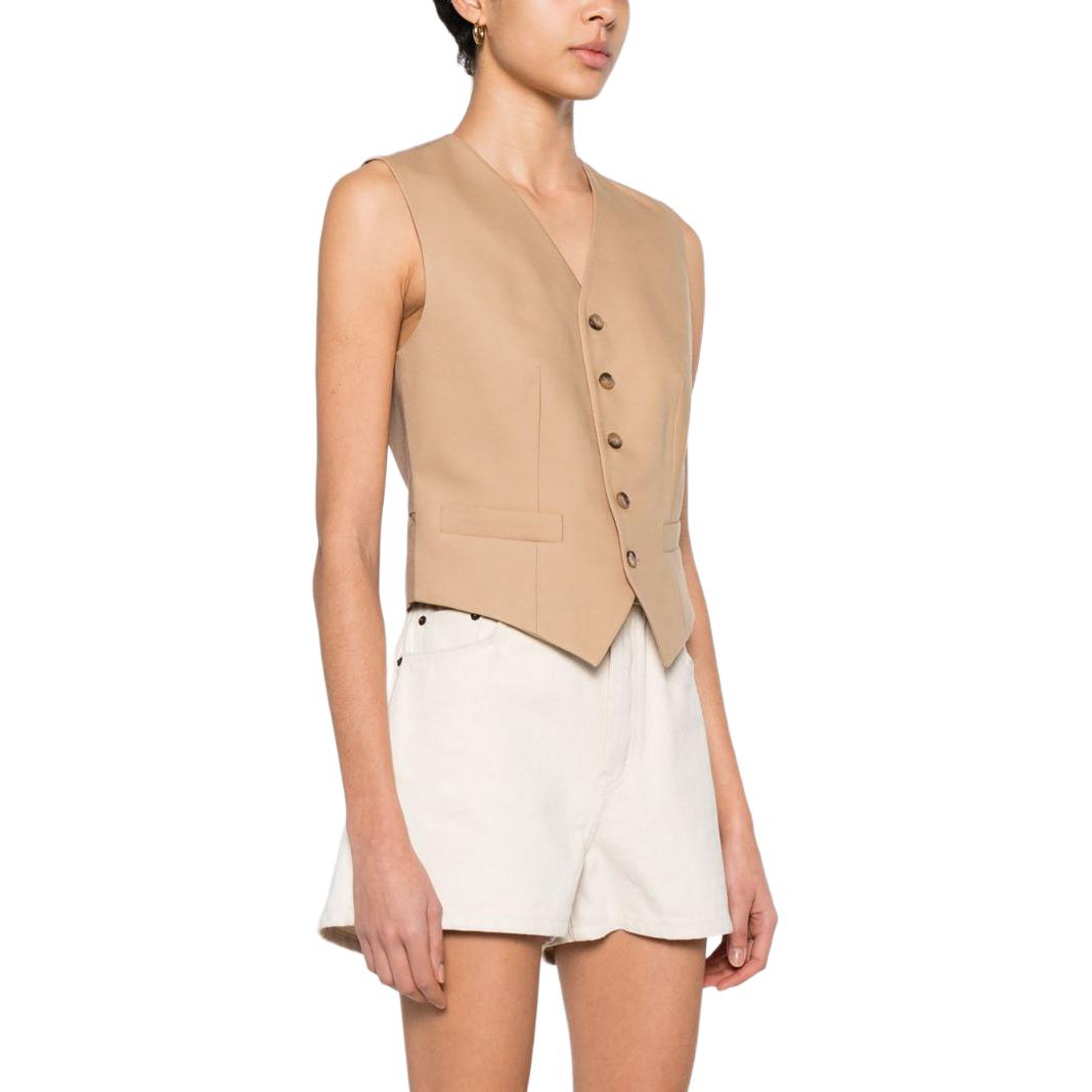 Purchase (W) Polo Ralph Lauren SS24 米色V領修身不對稱下擺背心。 211924786-001