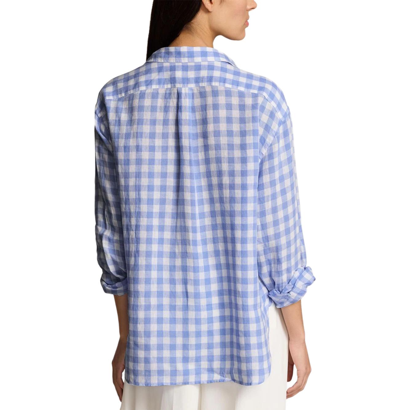 (Women) Polo Ralph Lauren SS24  Blue Colorblock Plaid Logo Embroidered Shirt. 211935130-001 圖 5