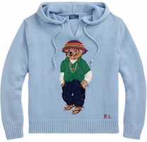 (Women) Polo Ralph Lauren SS24 Blue Knit Hoodie with Bear Graphic. WMPOSWENC020941-400 (Women) Polo Ralph Lauren SS24 Blue Knit Hoodie with Bear Graphic. WMPOSWENC020941-400