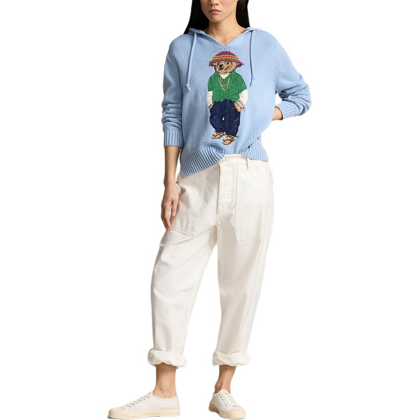 (Women) Polo Ralph Lauren SS24  Blue Knit Hoodie with Bear Graphic. WMPOSWENC020941-400 圖 3