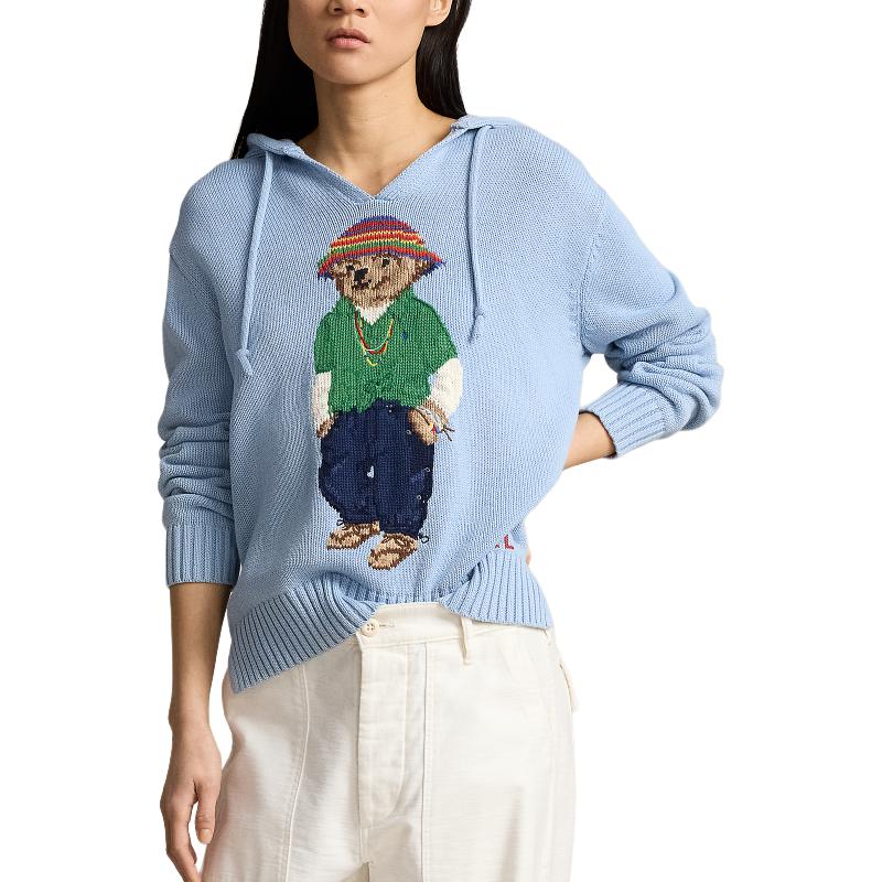 (Women) Polo Ralph Lauren SS24  Blue Knit Hoodie with Bear Graphic. WMPOSWENC020941-400 圖 5