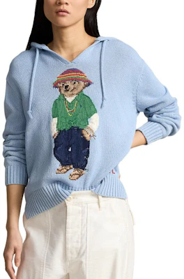 (W) Polo Ralph Lauren SS24 藍色小熊圖案針織連帽衫。 WMPOSWENC020941-400 Purchase (W) Polo Ralph Lauren SS24 藍色小熊圖案針織連帽衫。 WMPOSWENC020941-400