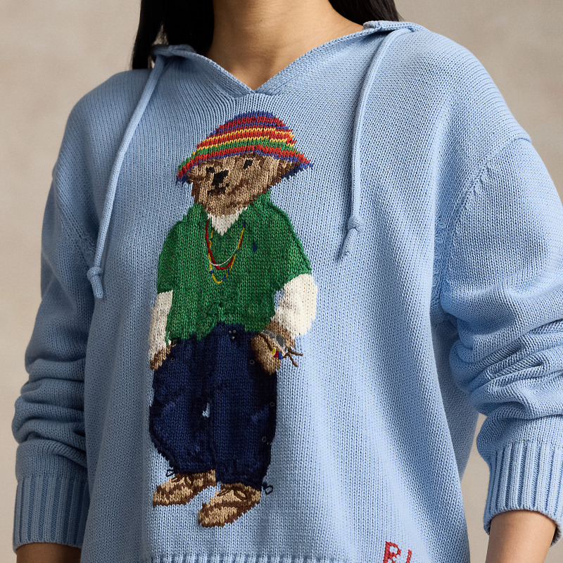 (Women) Polo Ralph Lauren SS24  Blue Knit Hoodie with Bear Graphic. WMPOSWENC020941-400 圖 6