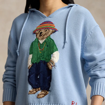 (W) Polo Ralph Lauren SS24 藍色小熊圖案針織連帽衫。 WMPOSWENC020941-400 Details for (W) Polo Ralph Lauren SS24 藍色小熊圖案針織連帽衫。 WMPOSWENC020941-400