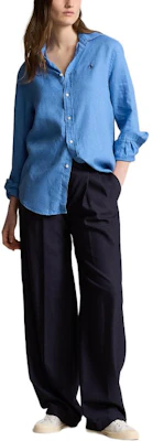 (W) Polo Ralph Lauren SS24 藍色寬鬆長袖刺繡標誌襯衫。 WMPOSHTNDO20615-400 Lookbook (W) Polo Ralph Lauren SS24 藍色寬鬆長袖刺繡標誌襯衫。 WMPOSHTNDO20615-400