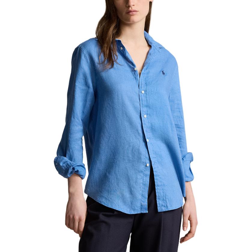 (Women) Polo Ralph Lauren SS24  Blue Oversized Long Sleeve Shirt with Logo Embroidery. WMPOSHTNDO20615-400 圖 5