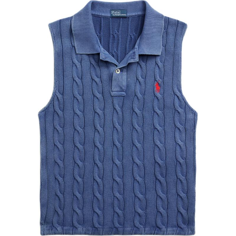 (Women) Polo Ralph Lauren SS24  Blue Sleeveless Knit Top with Logo. WMPOKNINB920159-400
