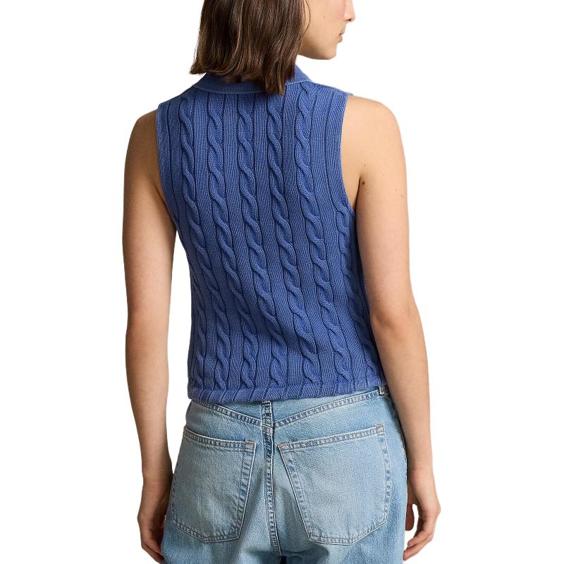 Purchase (W) Polo Ralph Lauren SS24 藍色無袖針織上衣附Logo。 WMPOKNINB920159-400