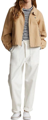 (W) Polo Ralph Lauren SS24 Jaket Kasual Loose Fit Stand Collar Khaki. WMPOOTWN5A20073-250 Lookbook (W) Polo Ralph Lauren SS24 Jaket Kasual Loose Fit Stand Collar Khaki. WMPOOTWN5A20073-250