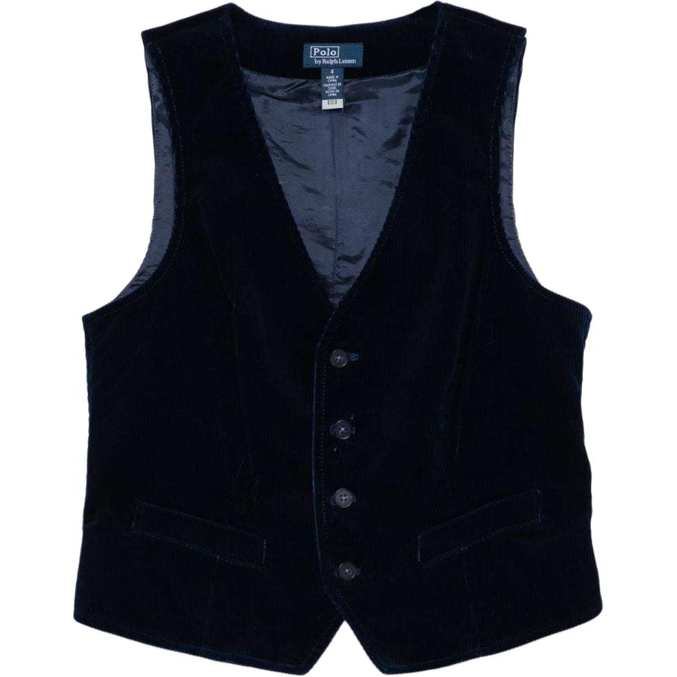 (Women) Polo Ralph Lauren SS24  Corduroy Slim-Fit V-Neck Vest in Indigo Blue. 211940719