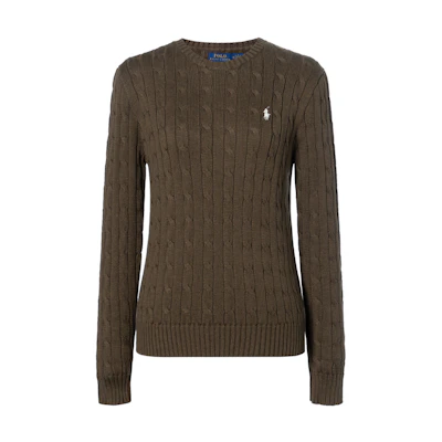 (Women) Polo Ralph Lauren SS24 Embroidered Crewneck Sweater Army Green. 211570012-112