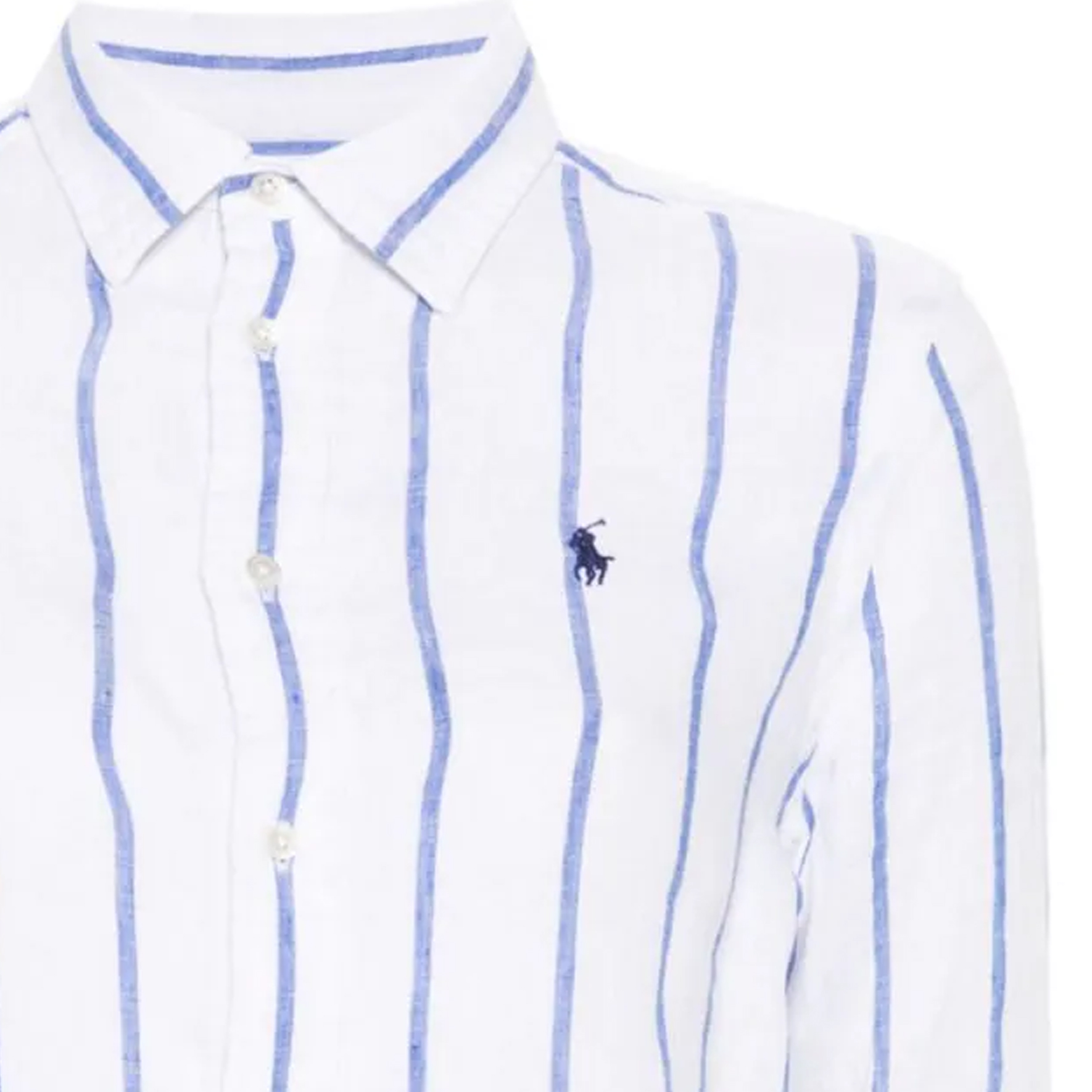 (Women) Polo Ralph Lauren SS24  Embroidered Logo Striped Long-Sleeve Shirt Blue. 211910644-006 圖 7