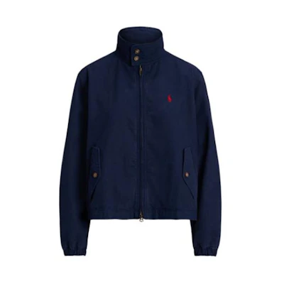 (Women) Polo Ralph Lauren SS24 Embroidered Pony Zip-Up Relaxed Jacket Deep Blue. WMPOOTWN5A20066-410