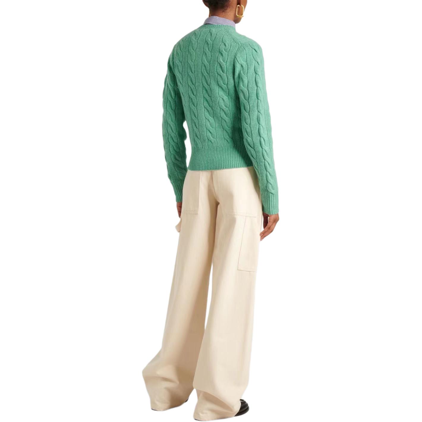 Shop (W) Polo Ralph Lauren SS24绿色长袖针织开衫徽标刺绣 211910443-014