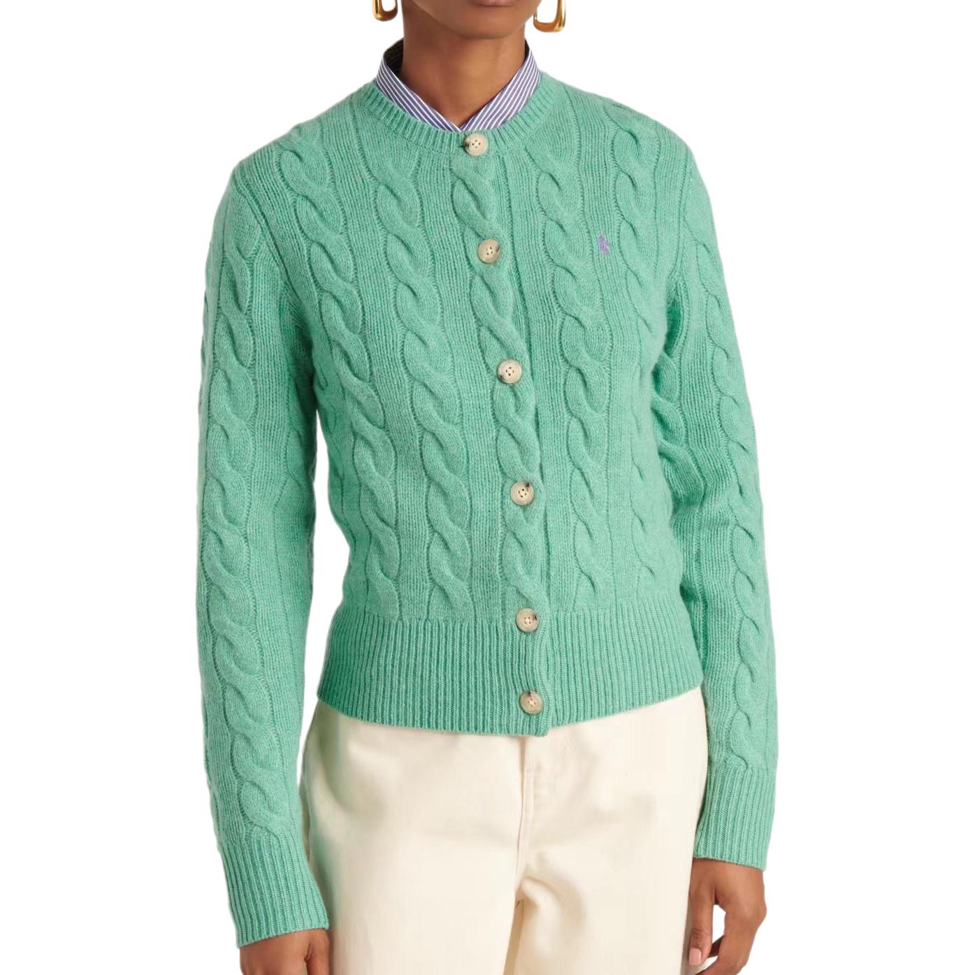 Purchase (W) Polo Ralph Lauren SS24绿色长袖针织开衫徽标刺绣 211910443-014