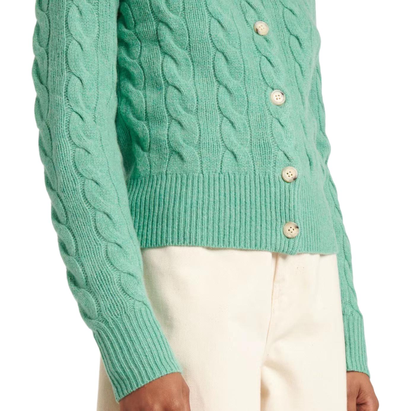 Sizing (W) Polo Ralph Lauren SS24绿色长袖针织开衫徽标刺绣 211910443-014