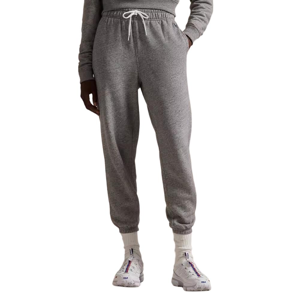 Shop (Women) Polo Ralph Lauren SS24  Grey Tapered Knit Joggers with Drawstring Waist. WMPOPNTNBQ20241-020