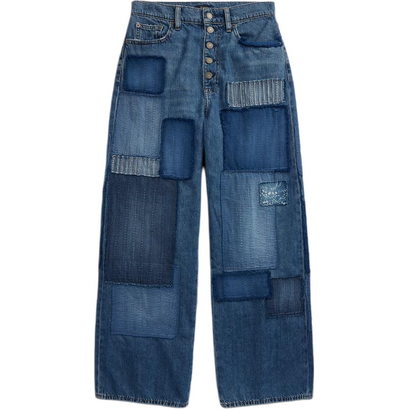 (Women) Polo Ralph Lauren SS24  High-Waisted Wide-Leg Cropped Jeans Blue. WMPODNMNA820020-400
