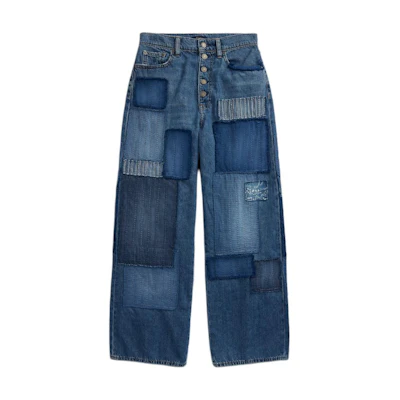 (Women) Polo Ralph Lauren SS24 High-Waisted Wide-Leg Cropped Jeans Blue. WMPODNMNA820020-400