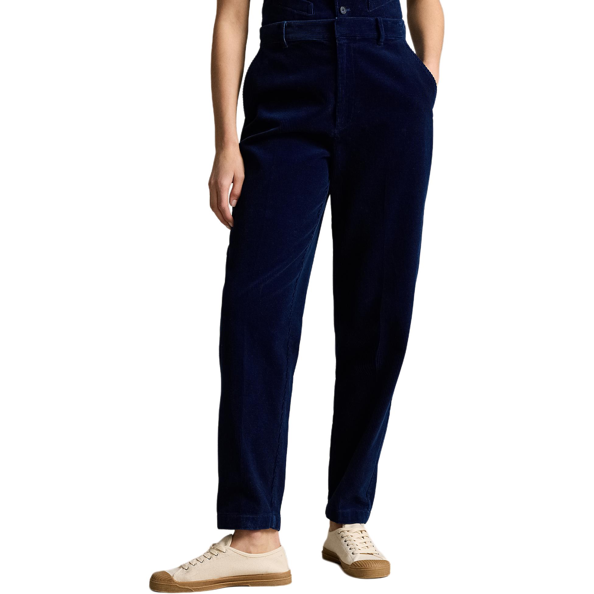Shop (W) ポロラルフローレン SS24 インディゴ ハイウエスト テーパード カジュアルパンツ ポケット付き WMPOPNTNDL20231-410