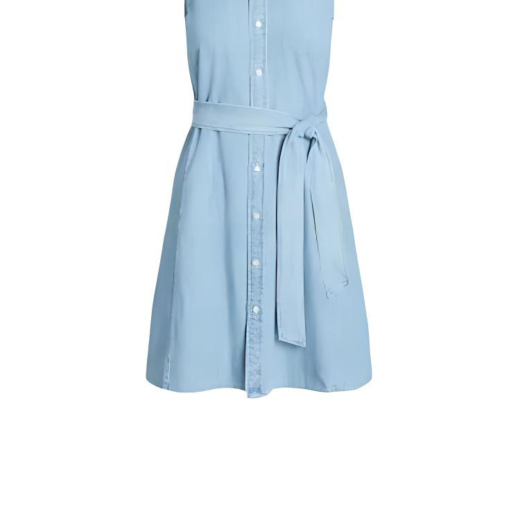 Sizing (Women) Polo Ralph Lauren SS24  Indigo Sleeveless A-Line Belted Shirt Dress WMPODRSNFA20704-410