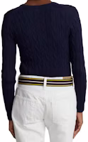 Purchase (Women) Polo Ralph Lauren SS24 Navy V-Neck Knit Sweater with Logo Embroidery. 211569984-002