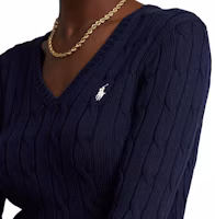 Details for (Women) Polo Ralph Lauren SS24 Navy V-Neck Knit Sweater with Logo Embroidery. 211569984-002