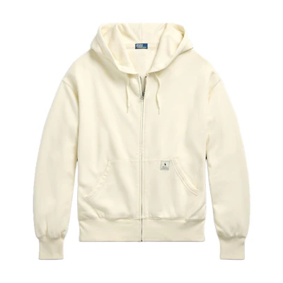 (Women) Polo Ralph Lauren SS24 Oversized Zip Hoodie Milk White with Logo Patch. WMPOKNINFB20674-100