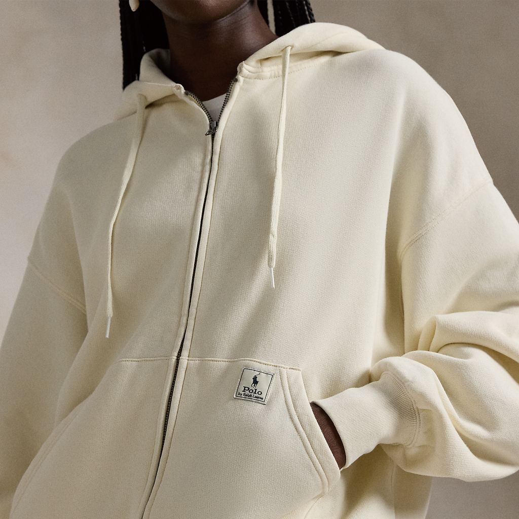 (Women) Polo Ralph Lauren SS24  Oversized Zip Hoodie Milk White with Logo Patch. WMPOKNINFB20674-100 圖 6