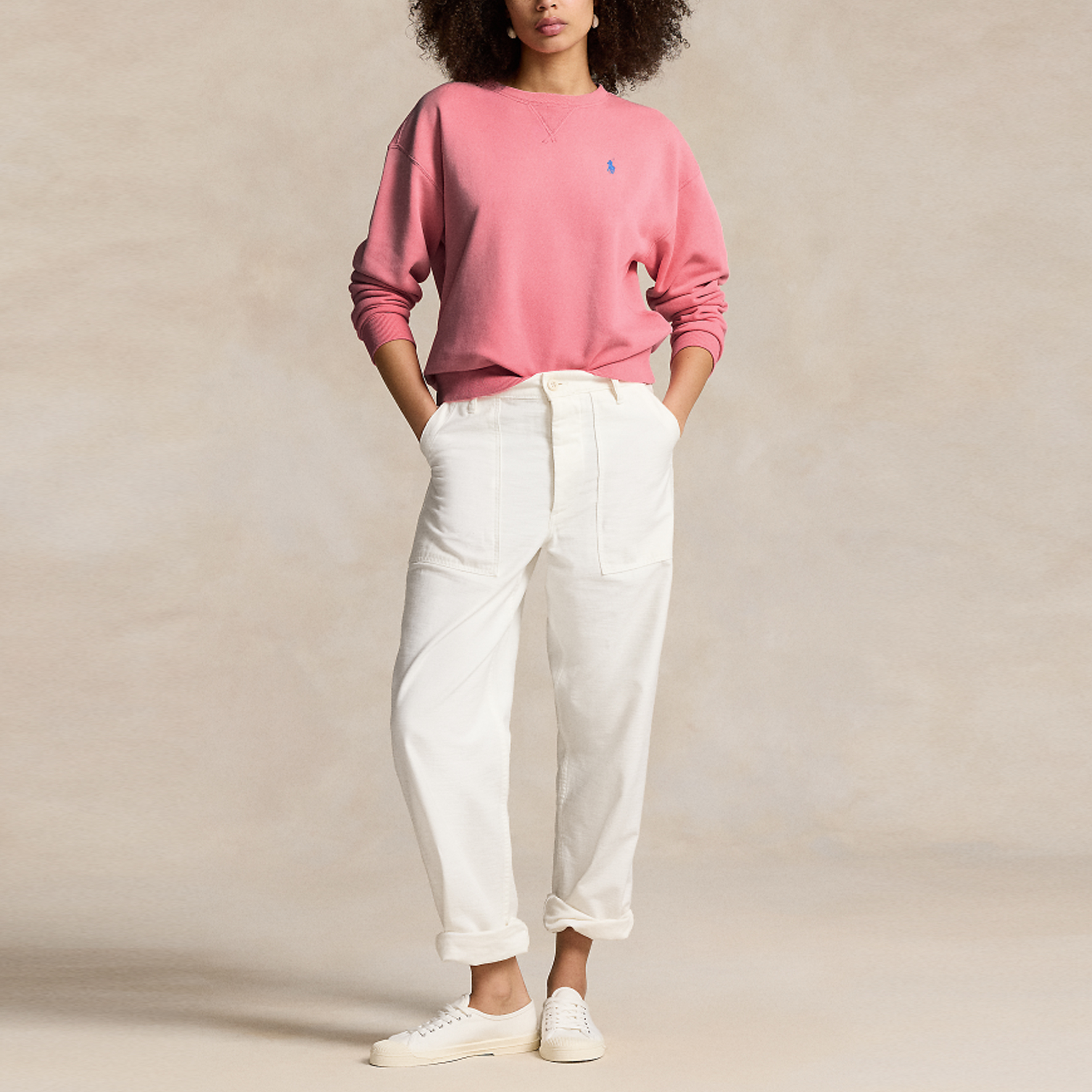 (Women) Polo Ralph Lauren SS24  Pink Logo Embroidered Crewneck Pullover Sweatshirt. WMPOKNINFB20647-670 圖 3