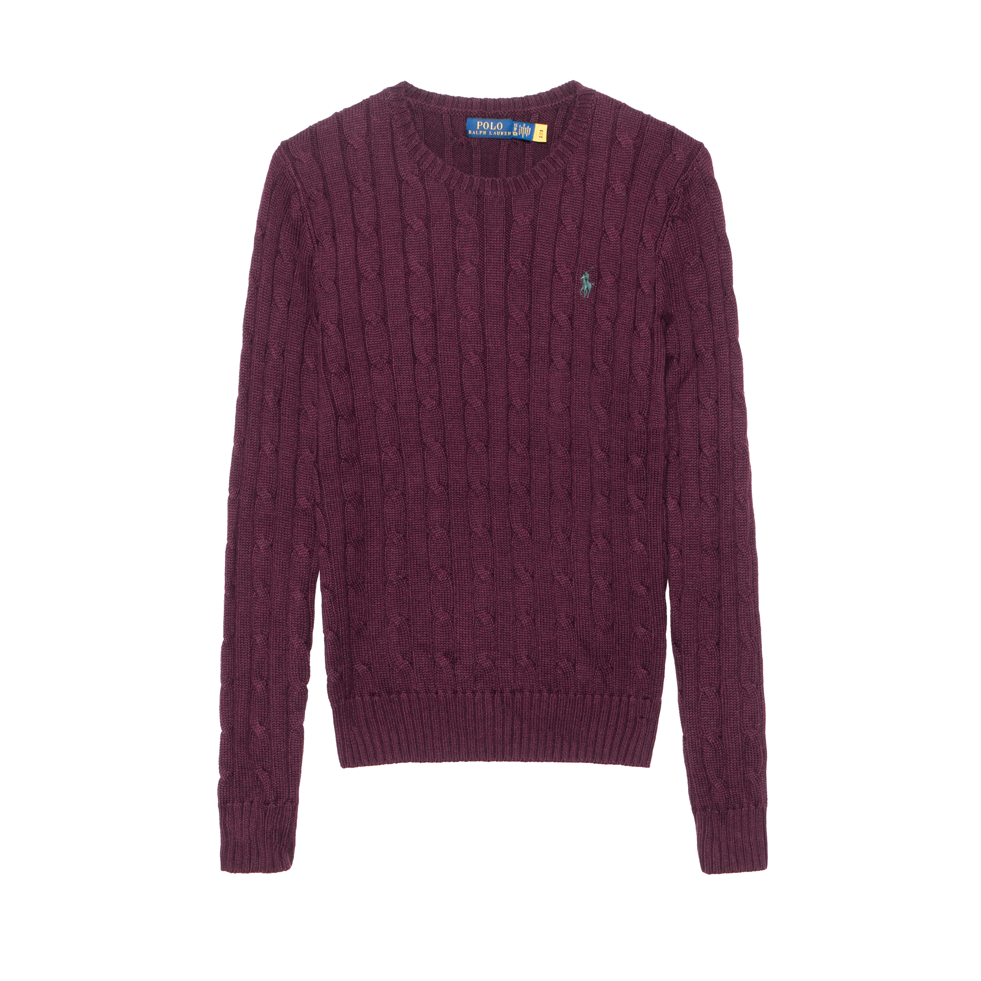 (Women) Polo Ralph Lauren SS24  Purple Cable-Knit Sweater with Logo Embroidery. 211570012-142