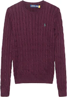 (Women) Polo Ralph Lauren SS24 Purple Cable-Knit Sweater with Logo Embroidery. 211570012-142 (Women) Polo Ralph Lauren SS24 Purple Cable-Knit Sweater with Logo Embroidery. 211570012-142