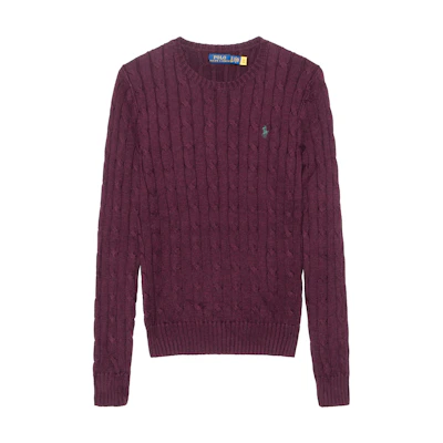 (Women) Polo Ralph Lauren SS24 Purple Cable-Knit Sweater with Logo Embroidery. 211570012-142