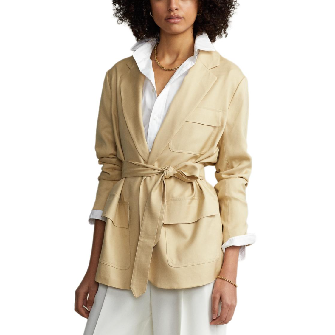 Order (W) Polo Ralph Lauren SS24 絲羊毛長袖腰帶西裝外套-寬鬆版 WMPOOTWN5V20134-101