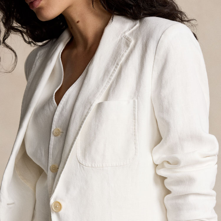 Details for (W) Polo Ralph Lauren SS24 修身剪裁長袖西裝外套 米色內維斯島款式 WMPOOTWN5V20244-100