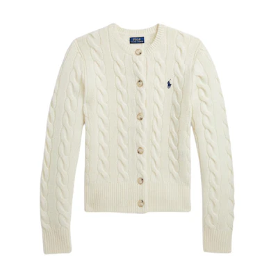 (Women) Polo Ralph Lauren SS24 Slim Fit Cable Knit Long Sleeve Sweater White WMPOSWENDW20256-101