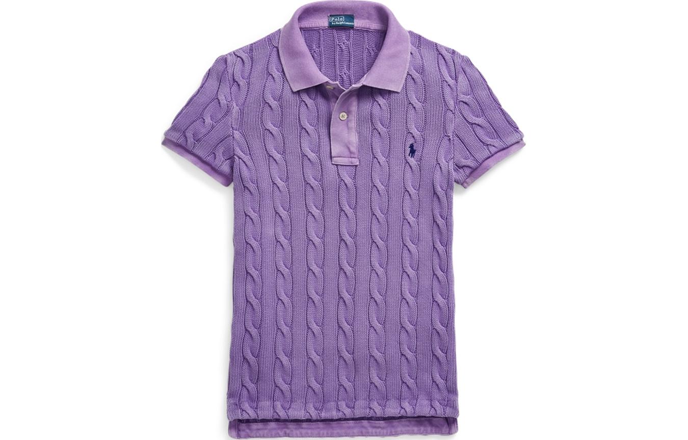(Women) Polo Ralph Lauren SS24  Slim Fit Cable Knit Polo Shirt Lilac WMPOKNINB920120-500 圖 2