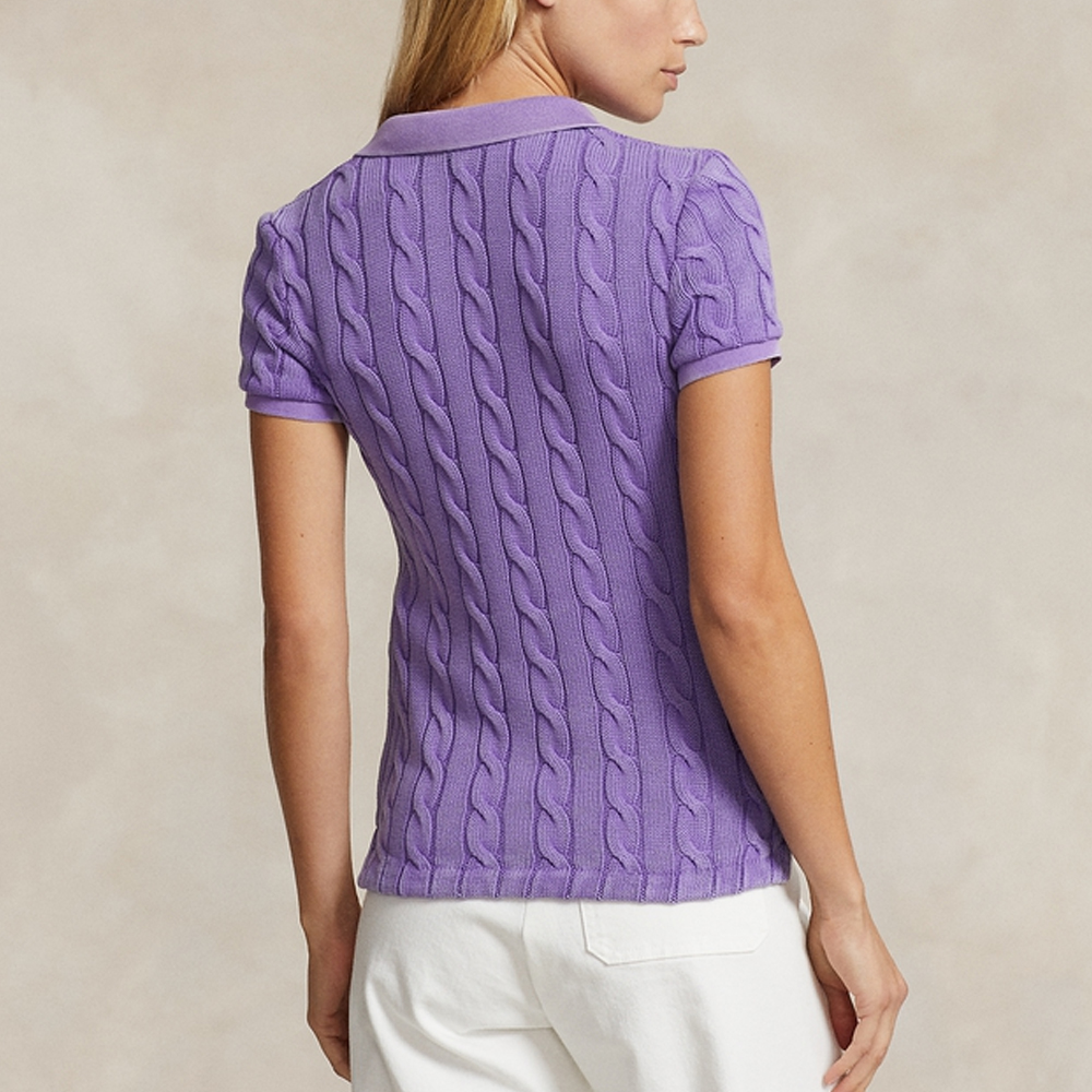 (Women) Polo Ralph Lauren SS24  Slim Fit Cable Knit Polo Shirt Lilac WMPOKNINB920120-500 圖 4