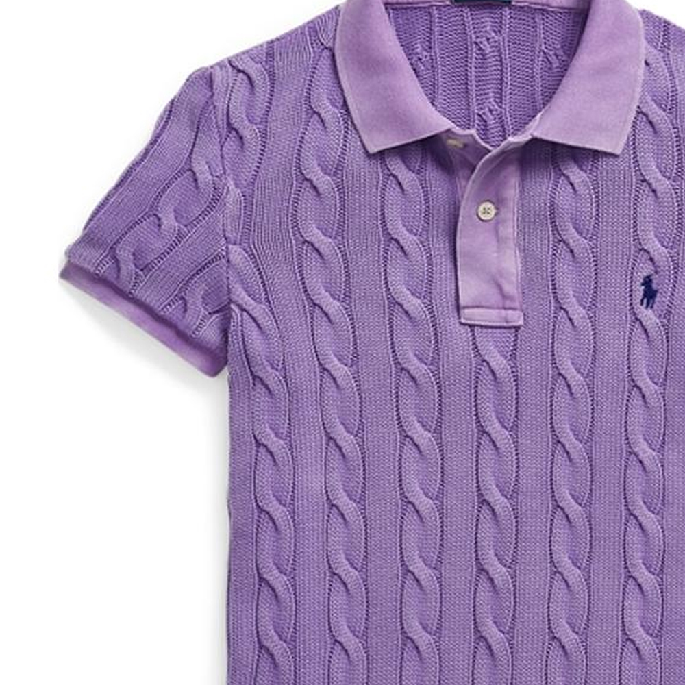 (Women) Polo Ralph Lauren SS24  Slim Fit Cable Knit Polo Shirt Lilac WMPOKNINB920120-500 圖 7