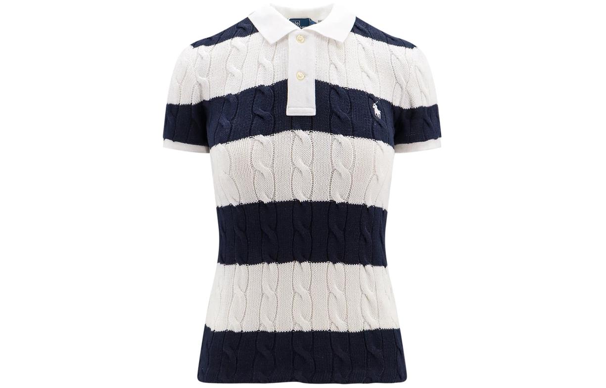 (Women) Polo Ralph Lauren SS24  Slim Fit Colorblock Knit Embroidered Polo Shirt. 211943043-002