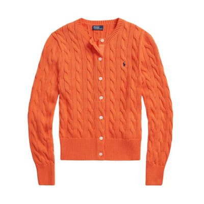 (Women) Polo Ralph Lauren SS24 Slim Fit Orange Knit Cardigan. WMPOSWENDW20234-400