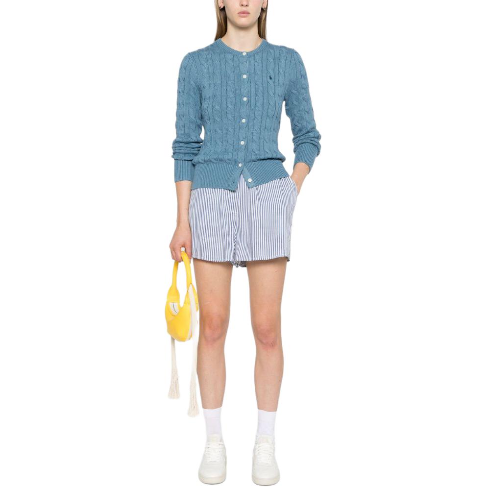 (Women) Polo Ralph Lauren SS24  Slim Fit Sky Blue Cable Knit Crewneck Cardigan. 211891643-016 圖 3