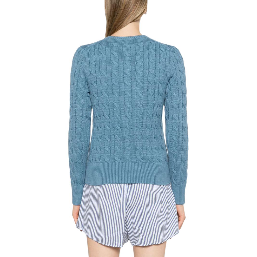 (Women) Polo Ralph Lauren SS24  Slim Fit Sky Blue Cable Knit Crewneck Cardigan. 211891643-016 圖 4